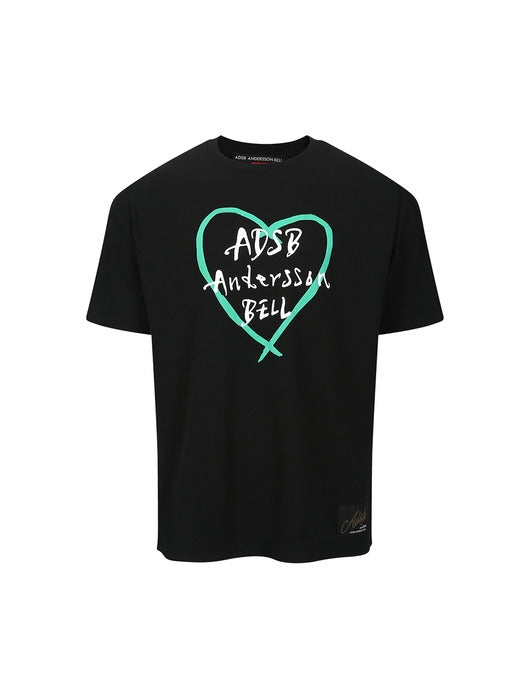 [andersson bell] UNISEX HEART KELLY LOGO T-SHIRTS atb1290u(BLACK)