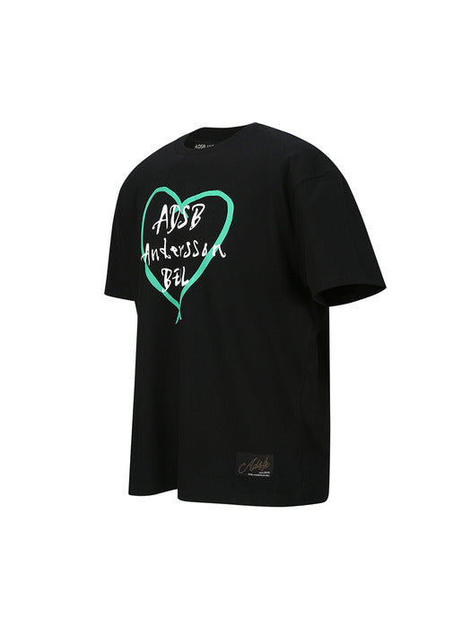 [andersson bell] UNISEX HEART KELLY LOGO T-SHIRTS atb1290u(BLACK)