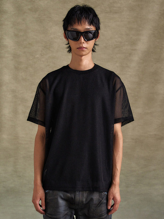 [andersson bell] SAPA SHEER SHORT SLEEVE SWEATER atb1287m(BLACK)