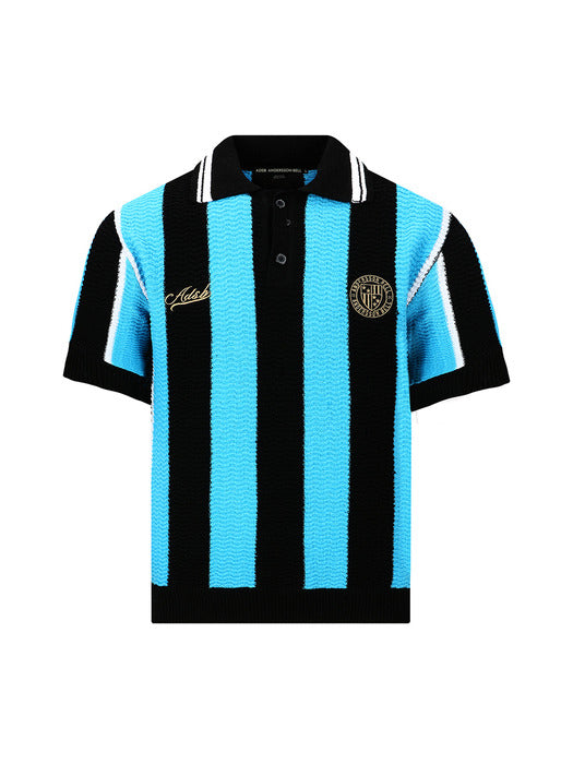 [andersson bell] STRIPE SOCCER POLO SWEATER atb1325m(BLACK/BLUE)