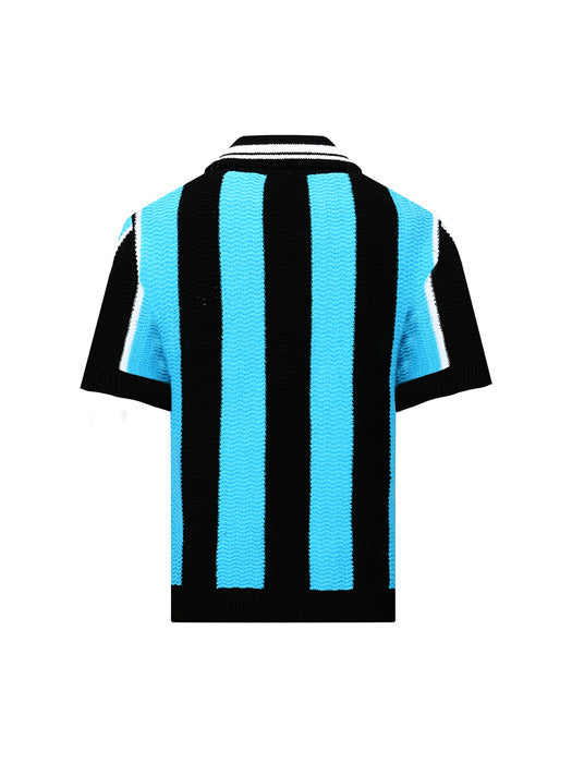 [andersson bell] STRIPE SOCCER POLO SWEATER atb1325m(BLACK/BLUE)