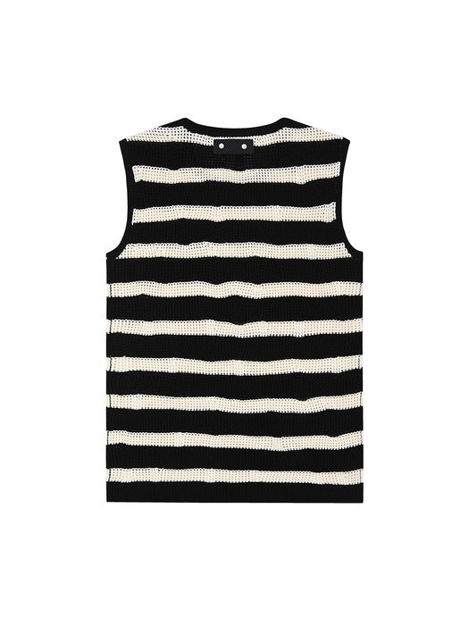 [andersson bell] NET DAMAGED SLEEVELESS atb1328m(BLACK/ECRU)