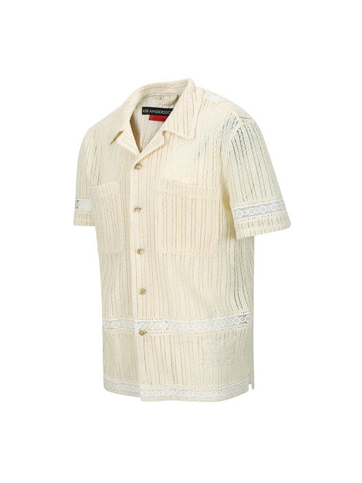 [andersson bell] JACQUARD STRIPE SHIRTS atb1279m(ECRU)