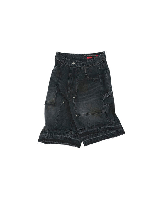[andersson bell] UNISEX PATCHWORK DENIM SHORTS apa806u(BLACK)