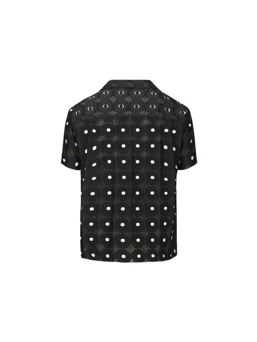 [andersson bell] HALF SHEER FLOWER SHIRTS atb1276m(BLACK)