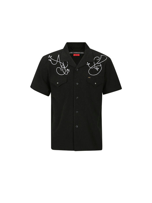 [andersson bell] BLACK ADSB CHAIN EMBROIDERY SHIRTS atb1280m(BLACK)