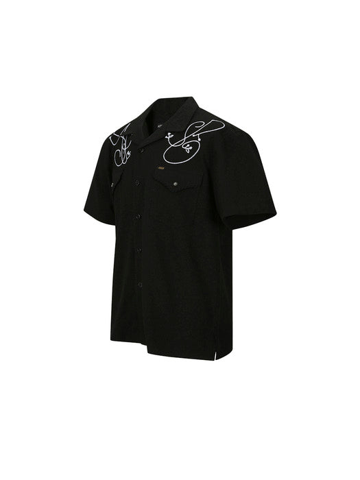 [andersson bell] BLACK ADSB CHAIN EMBROIDERY SHIRTS atb1280m(BLACK)