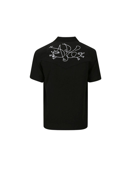 [andersson bell] BLACK ADSB CHAIN EMBROIDERY SHIRTS atb1280m(BLACK)