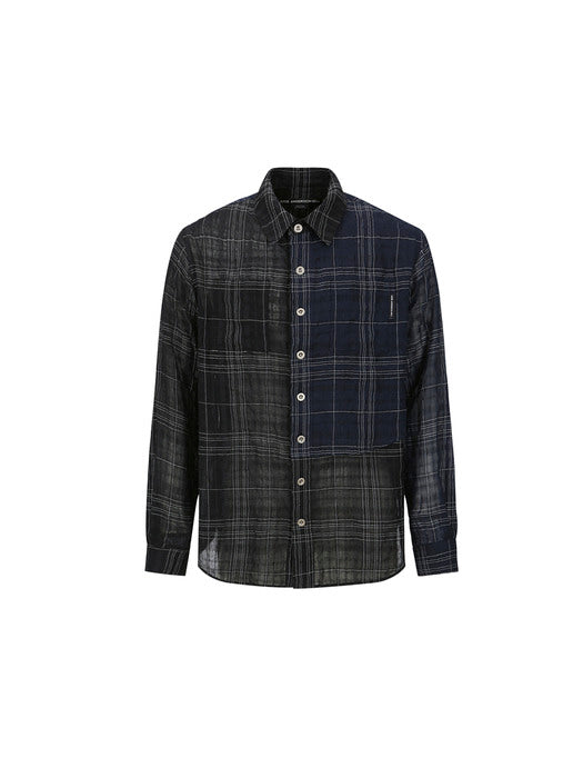 [andersson bell] CHECK LAYERED SHIRTS atb1275m(BLACK)