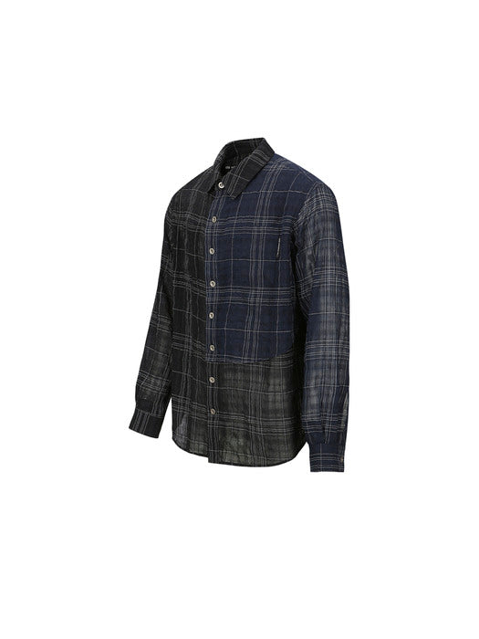 [andersson bell] CHECK LAYERED SHIRTS atb1275m(BLACK)