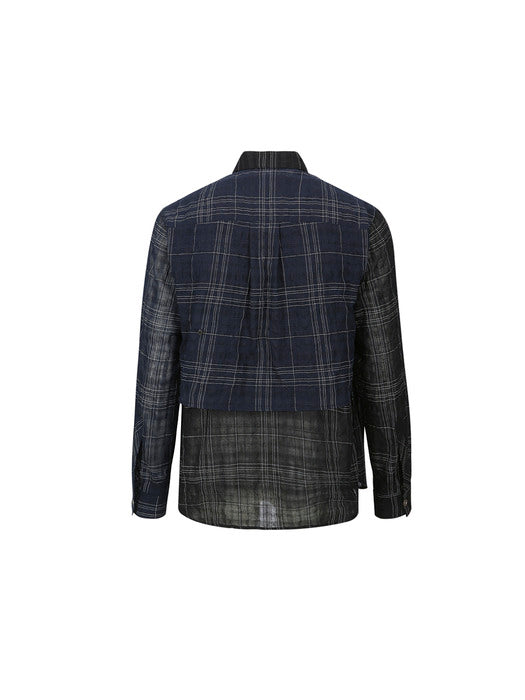 [andersson bell] CHECK LAYERED SHIRTS atb1275m(BLACK)