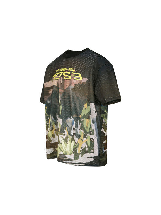 [andersson bell] COW PRINTED MESH T-SHIRTS atb1288m(BROWN)