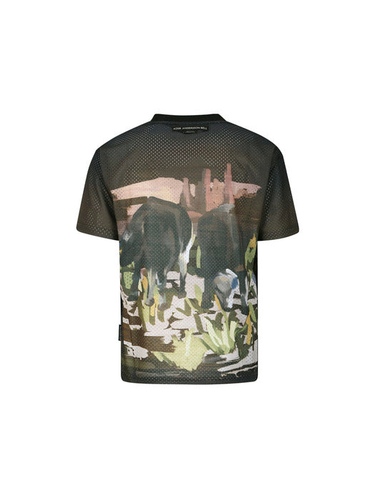 [andersson bell] COW PRINTED MESH T-SHIRTS atb1288m(BROWN)