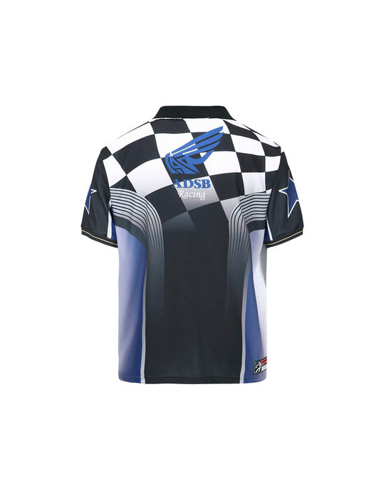 CHECKERBOARD RACING T(SHIRTS atb1298m(BLUE/BLACK)