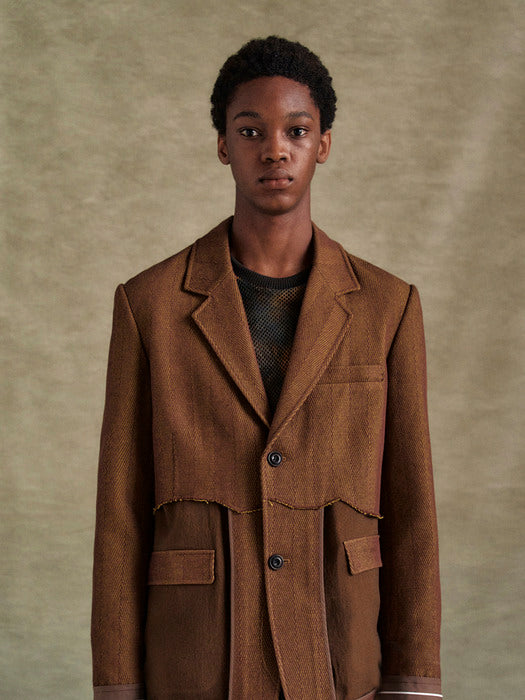 [andersson bell] INSIDE OUT BROWN SHEER JACKET awa699u(BROWN)