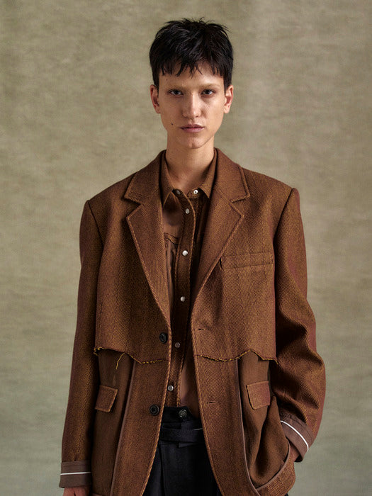 [andersson bell] INSIDE OUT BROWN SHEER JACKET awa699u(BROWN)