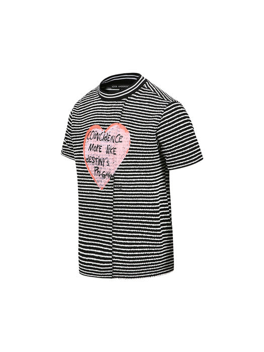 [andersson bell] HEART MESSAGE STRIPE CREW NECK SWEATER atb1248m(BLACK)