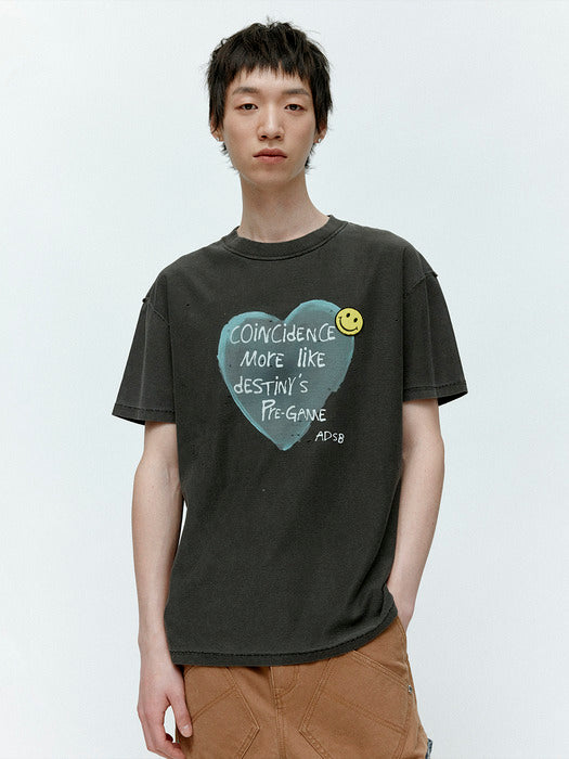 [andersson bell] UNISEX HEART MESSAGE T-SHIRT atb1251u(CHARCOAL)