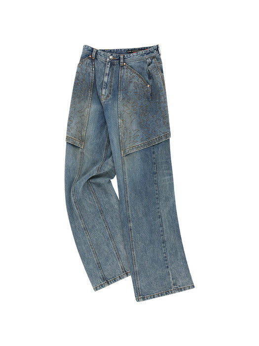 [andersson bell] EMBROIDERY WRAP JEANS apa782m(WASHED BLUE)