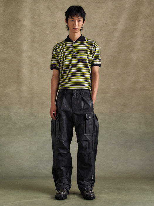 [andersson bell] SOLINA COATED CARGO PANTS apa805m(BLACK)