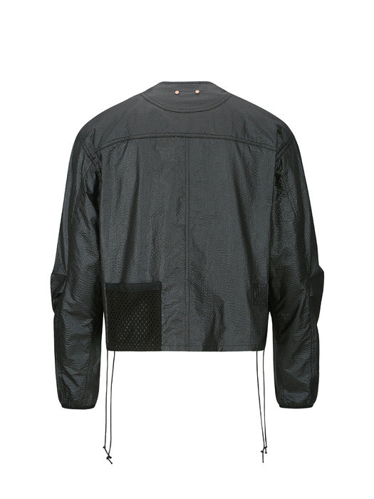CONVEX COLLARLESS JACKET awa696m(BLACK)
