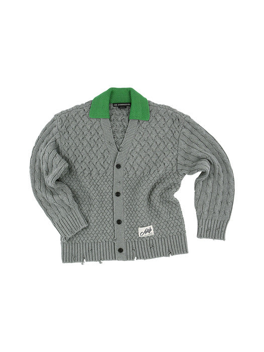 [andersson bell] GREEN COLLAR V-NECK CARDIGAN atb1241m(GREY)