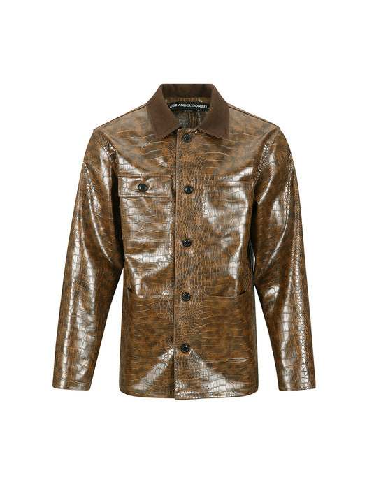 [andersson bell] FAUX LEATHER WORK JACKET awa679m(BROWN)
