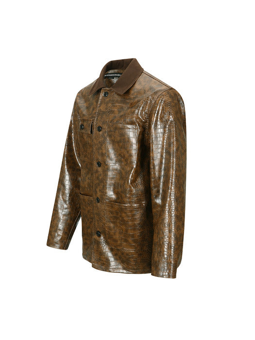 [andersson bell] FAUX LEATHER WORK JACKET awa679m(BROWN)