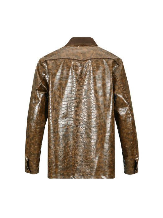 [andersson bell] FAUX LEATHER WORK JACKET awa679m(BROWN)