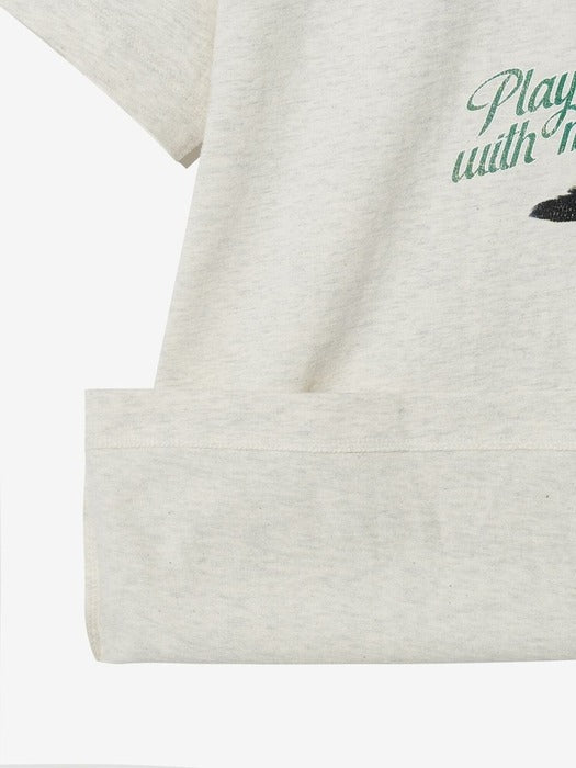 [MY 티셔츠] Oversized Cat T-Shirt - Melange