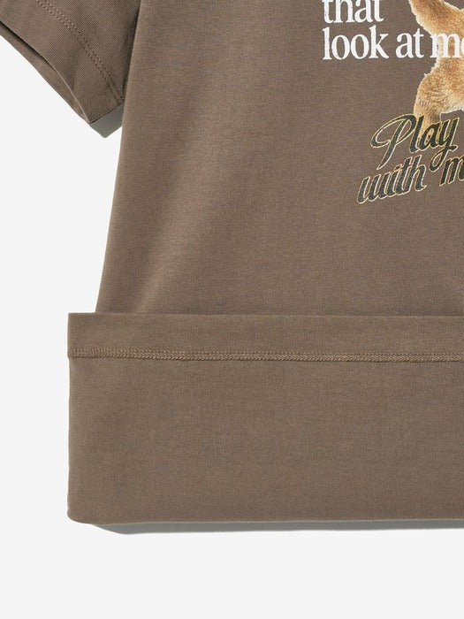 [MY 티셔츠] Oversized Cat T-Shirt - Brown