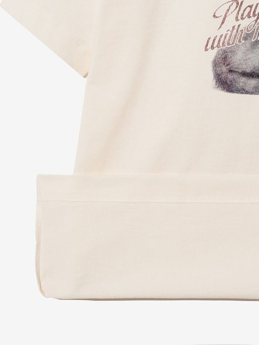 [MY 티셔츠] Oversized Cat T-Shirt Ivory
