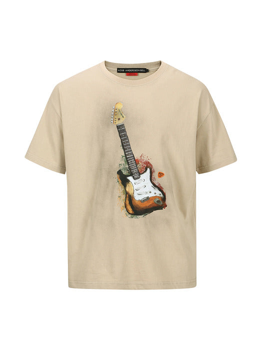 [andersson bell] UNISEX GUITAR T-SHIRT atb1250u(BEIGE)