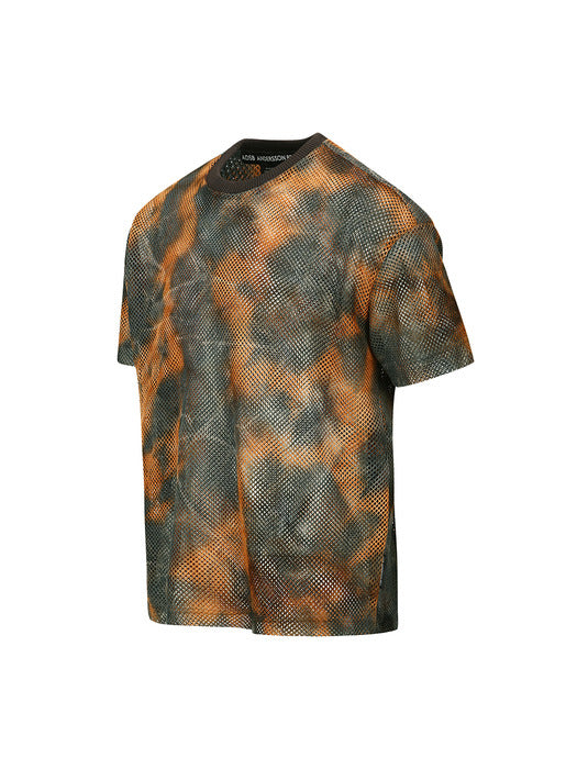 [andersson bell] TIE DYE MESH T-SHIRTS atb1323m(BLACK/ORANGE)