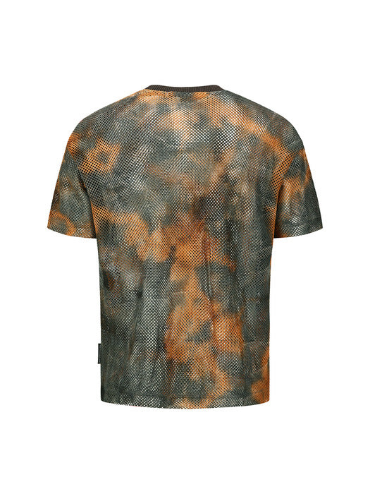 [andersson bell] TIE DYE MESH T-SHIRTS atb1323m(BLACK/ORANGE)
