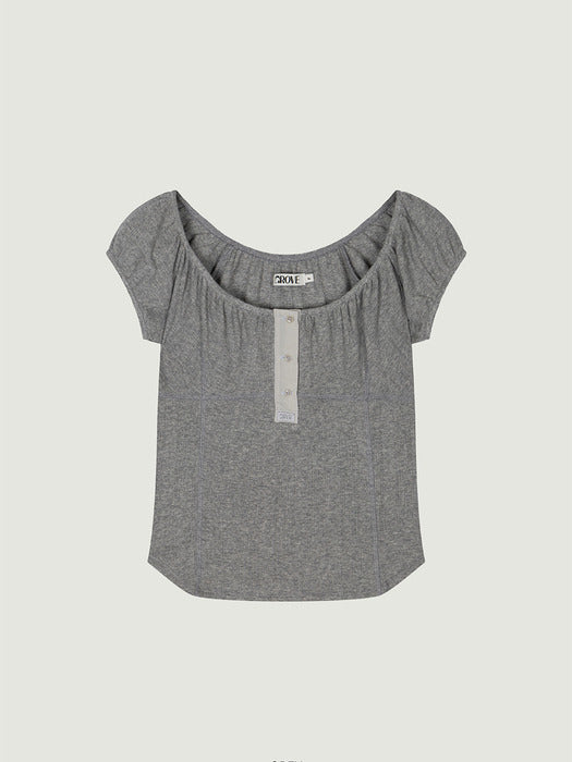 [grove] 25Ss Joey U-Neck Top (Grey)