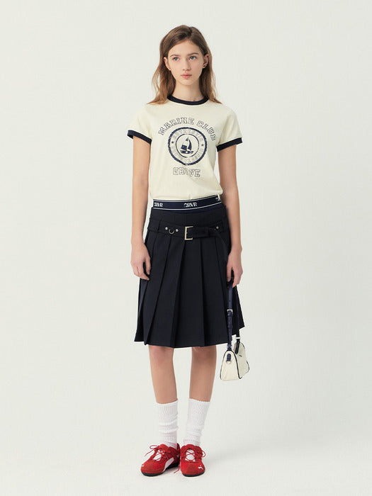 Grove 25Ss York Pleats Skirt (Navy)