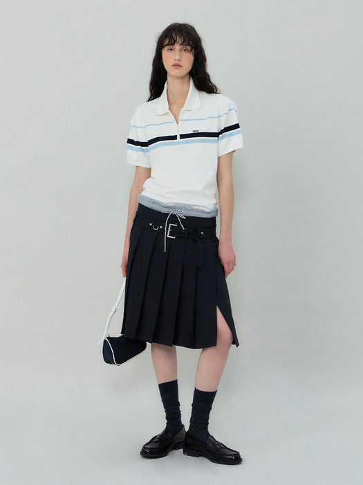 Grove 25Ss York Pleats Skirt (Navy)