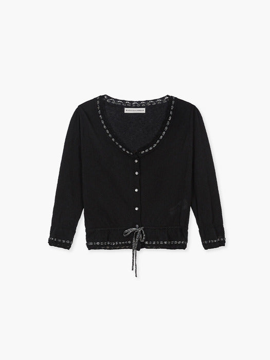 Margesherwood Pearl String Bolero Cardigan black
