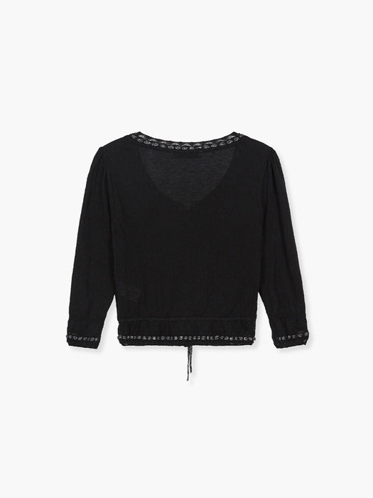 PEARL STRING BOLERO CARDIGAN_black