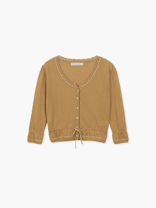 Margesherwood Pearl String Bolero Cardigan mustard