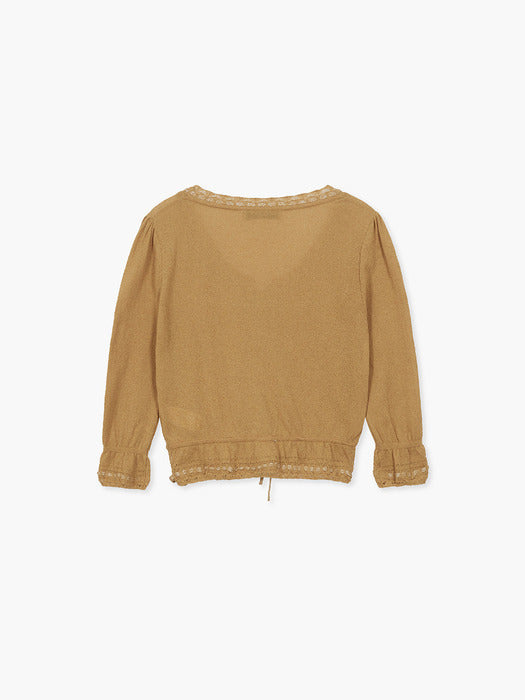 Margesherwood Pearl String Bolero Cardigan mustard