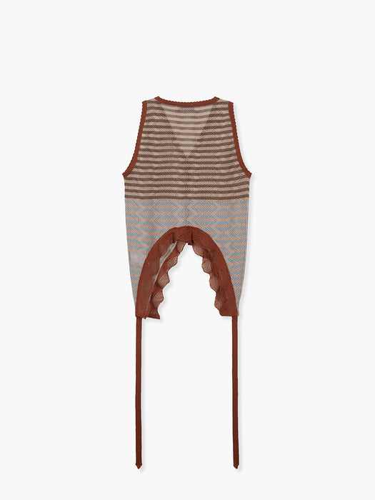 Margesherwood Tail Stripe Knit Vest brick