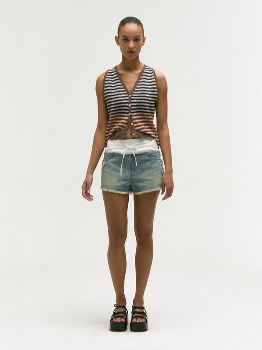 Margesherwood Tail Stripe Knit Vest grey