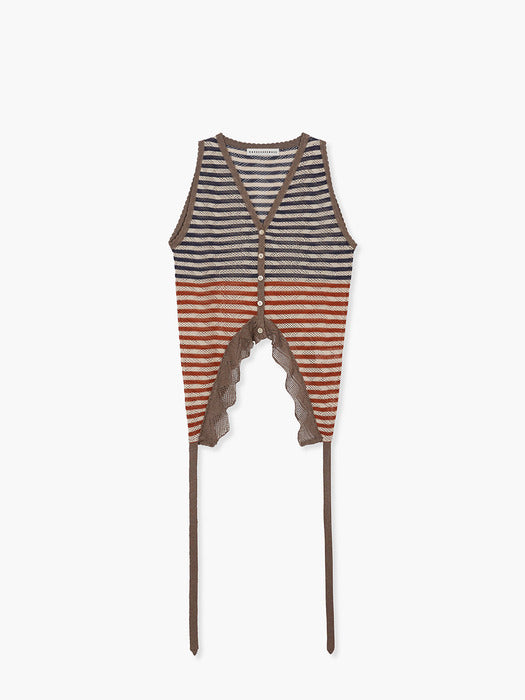Margesherwood Tail Stripe Knit Vest grey