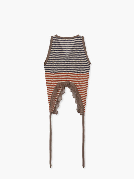 Margesherwood Tail Stripe Knit Vest grey