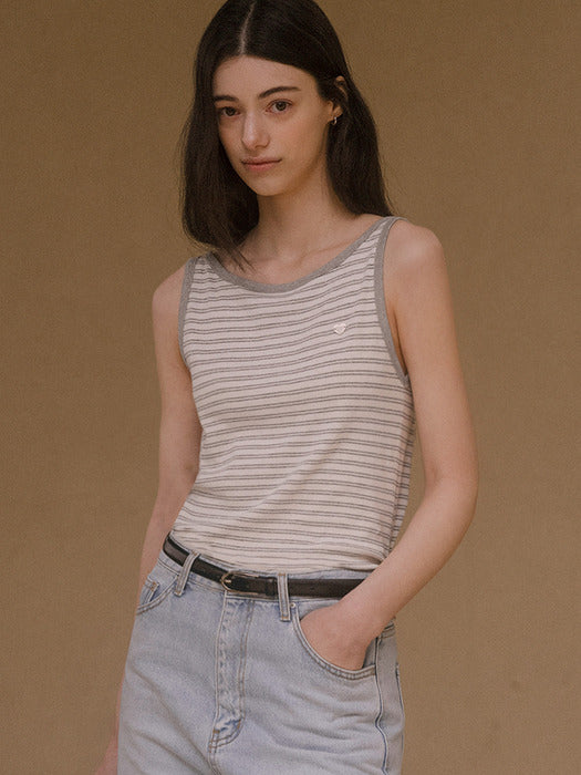 [TILLIDIE] Stripe sleeveless top TISU03TS13_Melange