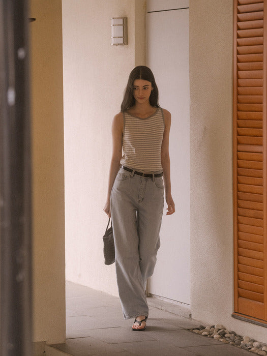 [TILLIDIE] Stripe sleeveless top TISU03TS13_Melange