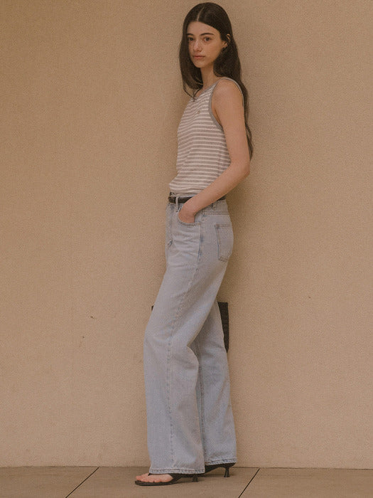 [TILLIDIE] Stripe sleeveless top TISU03TS13_Melange