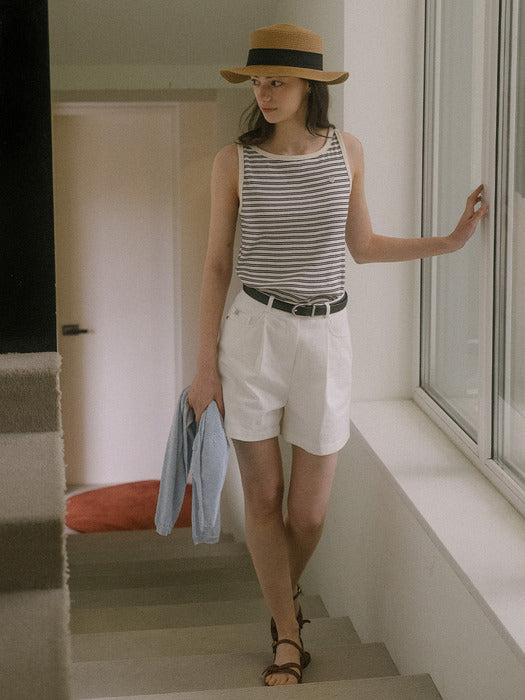 [TILLIDIE] Stripe sleeveless top TISU03TS12_Navy